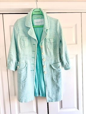 Banana Republic Brushed Robins Egg/Teal XS Knee Length Coat